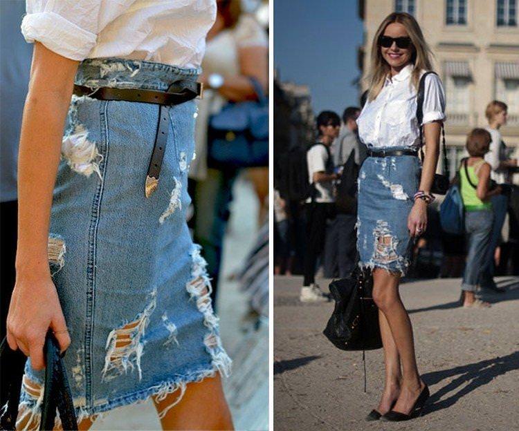 Модні джинсові спідниці - фото