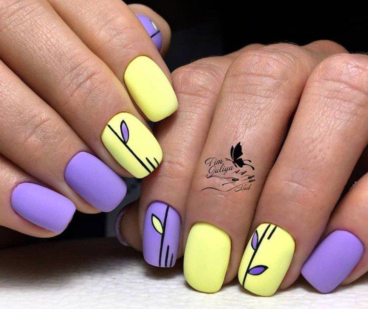 Жовто-фіолетовий манікюр