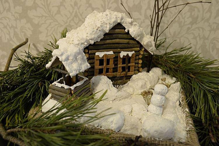 Хатина з гілок -Зимові вироби в дитячий садок своїми руками