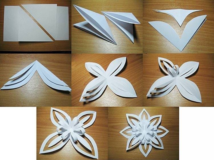 Об'ємна сніжинка-квітка з паперу
