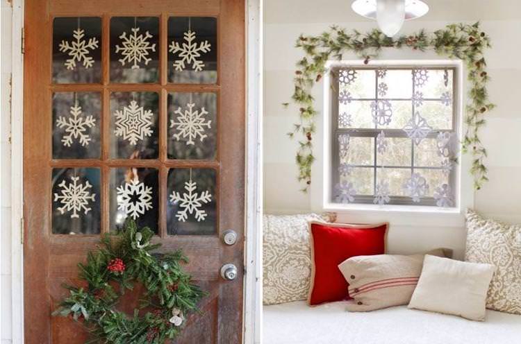 Новорічні гірлянди зі сніжинок - Прикраси на вікна до Нового року