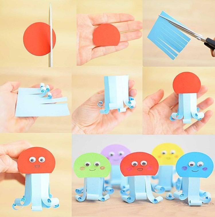 Забавна медуза - Вироби з кольорового паперу для дітей