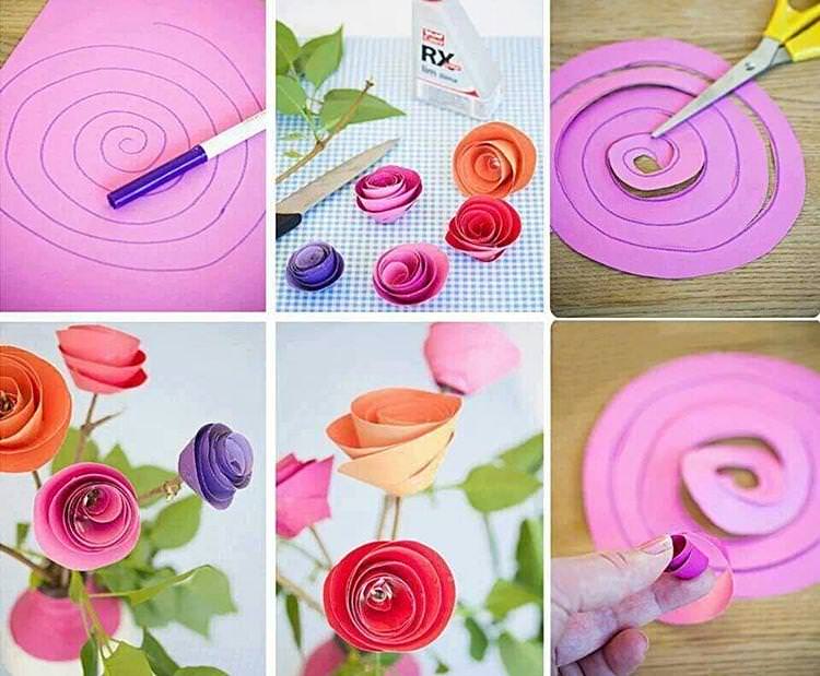 Спіральна троянда - Вироби із кольорового паперу для дітей