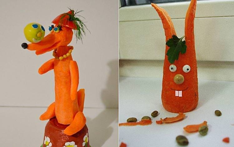 Фігурки з моркви - Вироби з овочів до школи