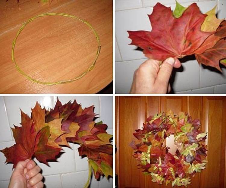 Осінній вінок - Вироби з осіннього листя для дітей