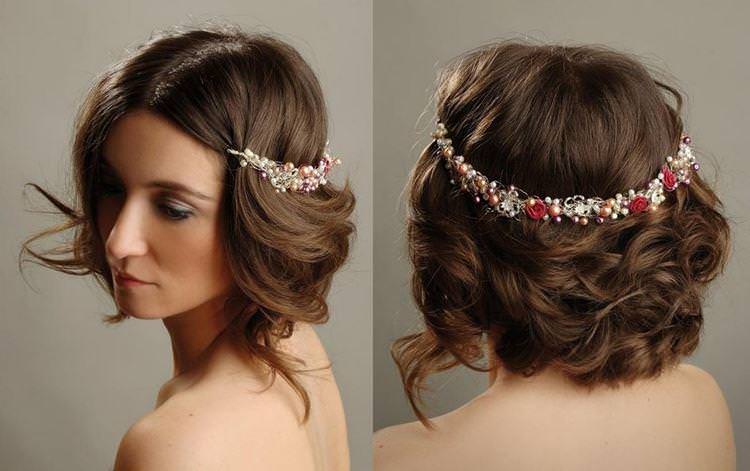 Локони з діадемою для неслухняного волосся - Весільні зачіски на коротке волосся