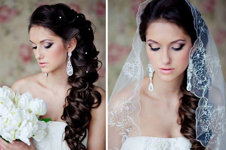 Елегантна зачіска з фатою-накидкою - Весільні зачіски на довге волосся