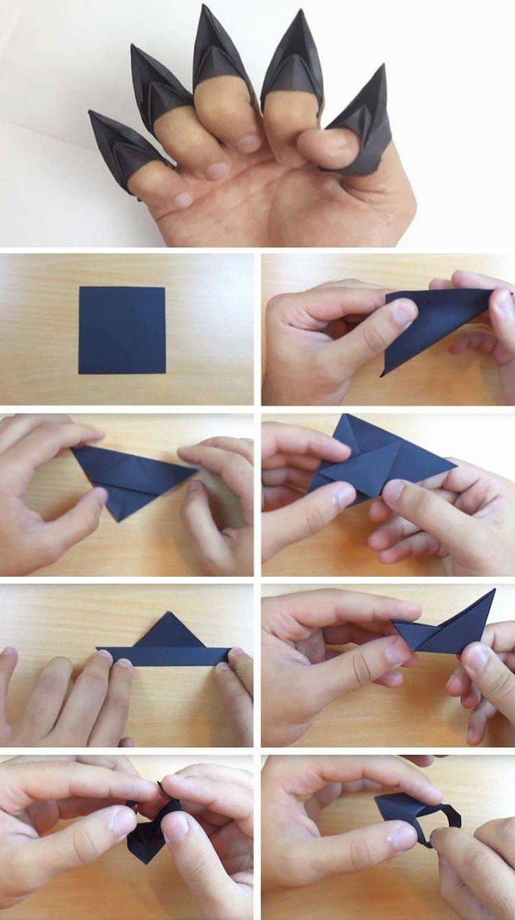 Як зробити маленькі пазурі з паперу на фаланги пальців