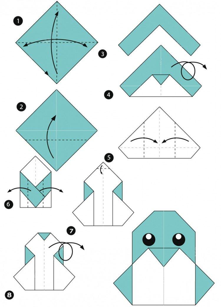 Пінгвін – схеми орігамі з паперу для дітей