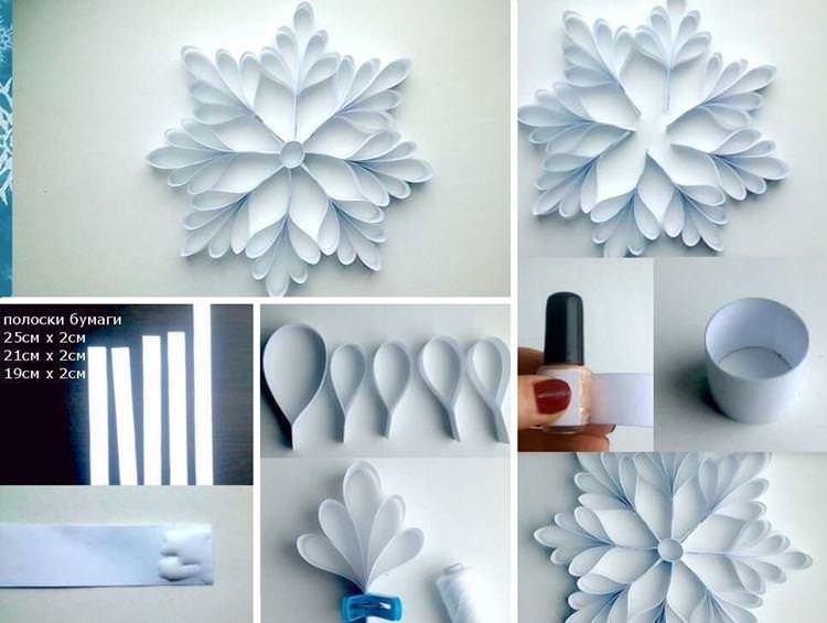 Як зробити сніжинку із паперових петель